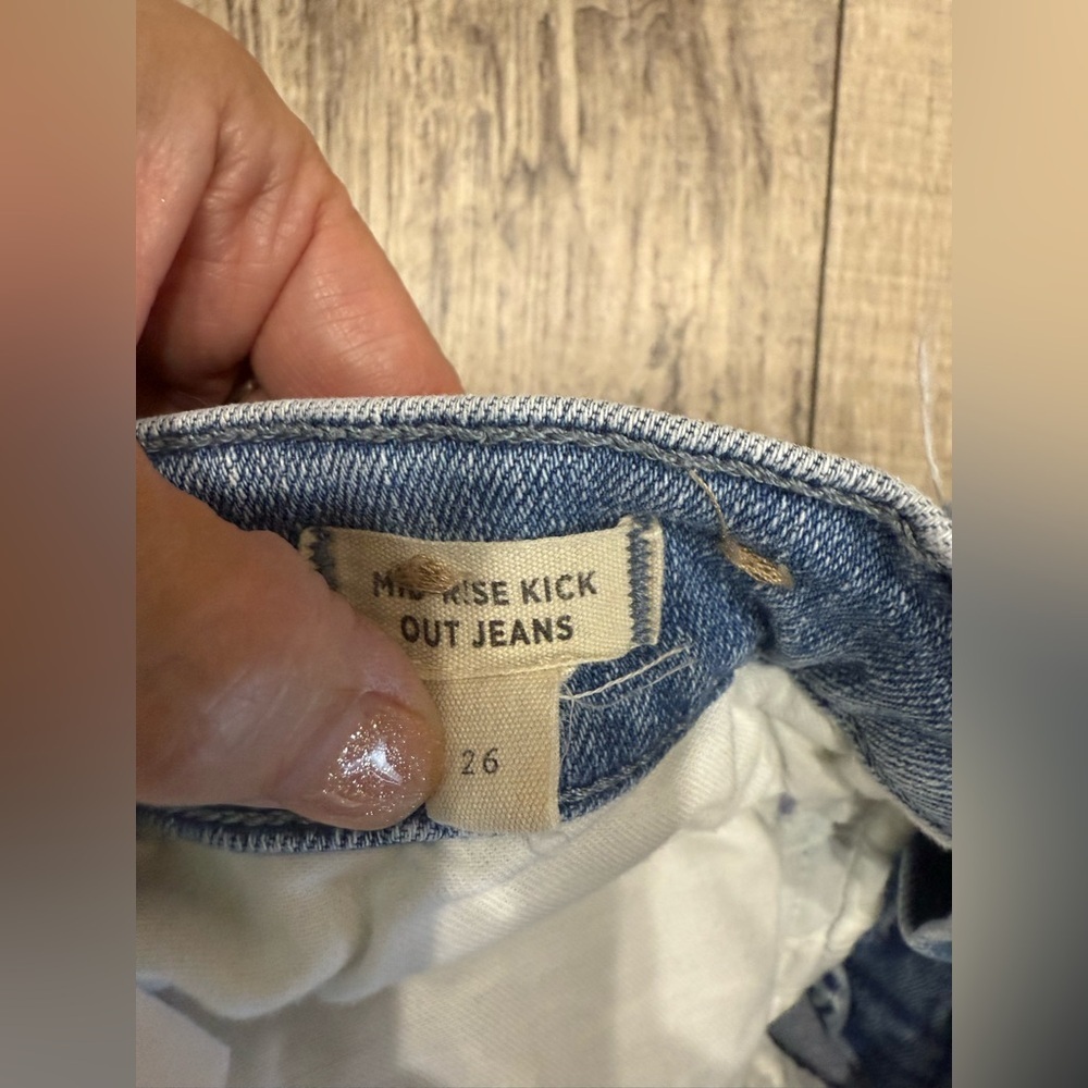 Madewell Midrise Kick out Flare Jeans Size 26 Light Wash Patch Front Pockets - Picture 7 of 12